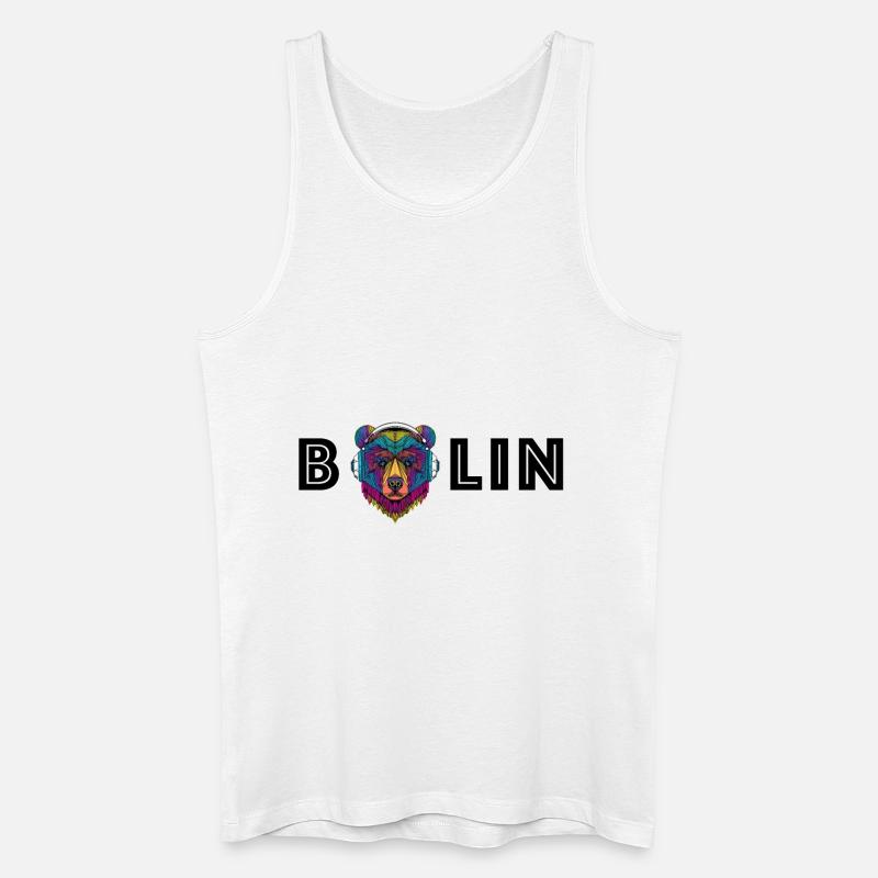 Berlin Bär mit Kopfhörer - Männer Bio Tank Top - Weiß