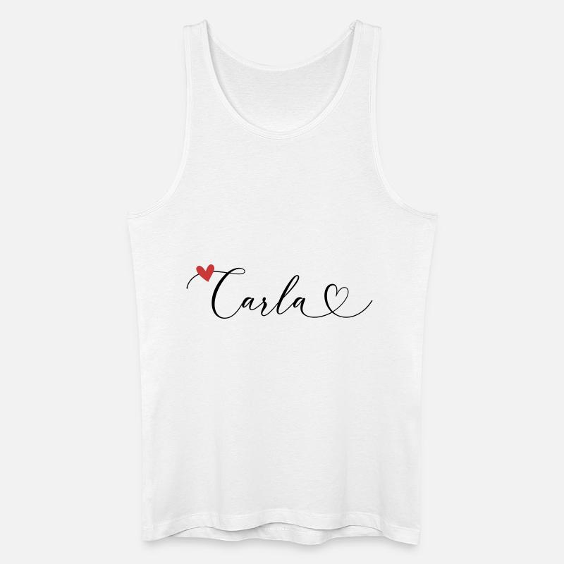 Carla Surname First name Calligraphy Heart - Men’s Organic Tank Top - white