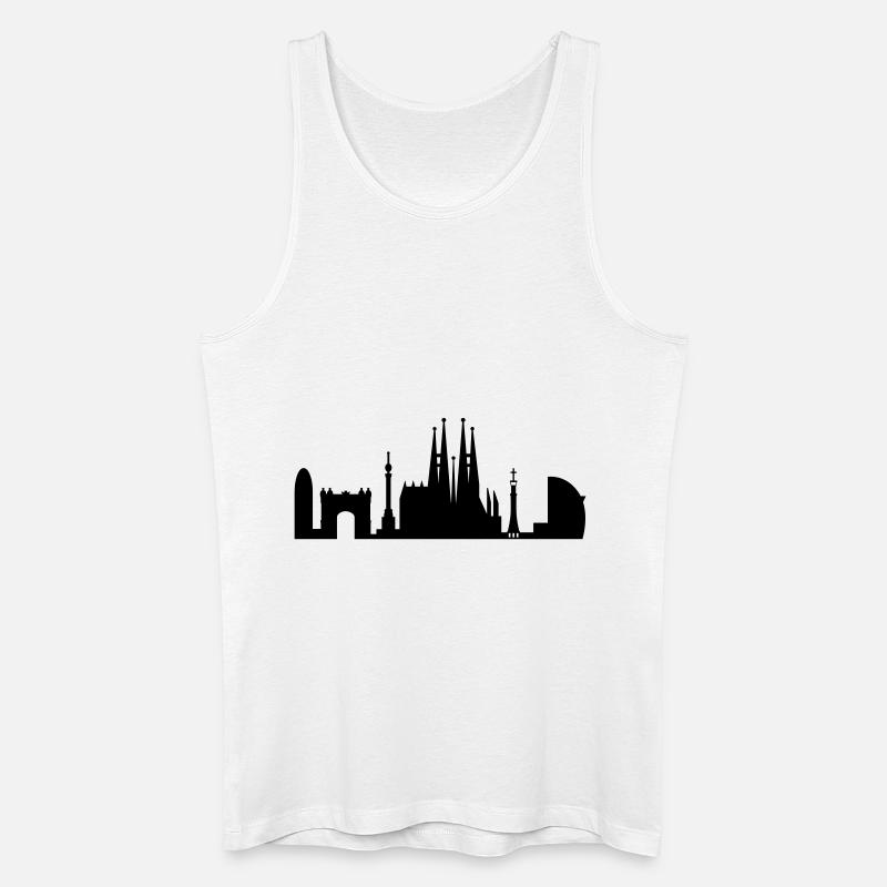 Barcelona Skyline Spanien - Männer Bio Tank Top - Weiß