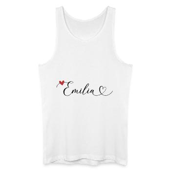 Emilia Nom Prénom Calligraphie Coeur - Débardeur bio Homme - blanc - Devant