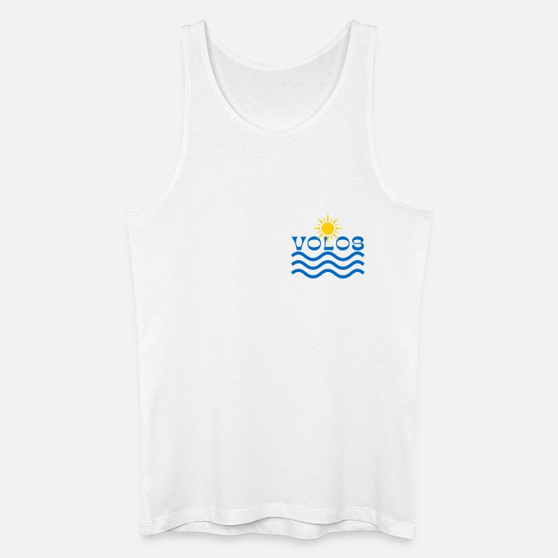 Volos Coastal Sun Waves Logo - Männer Bio Tank Top - Weiß