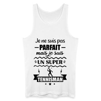 Pas parfait mais super tennisman Tennis - Débardeur bio Homme - blanc - Devant