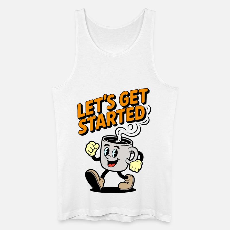 Kaffee Startklar Motivationsdesign - Männer Bio Tank Top - Weiß