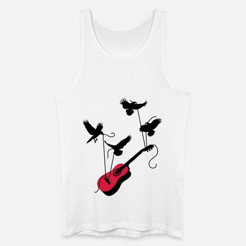 Vögel mit Gitarre - Männer Bio Tank Top - Weiß