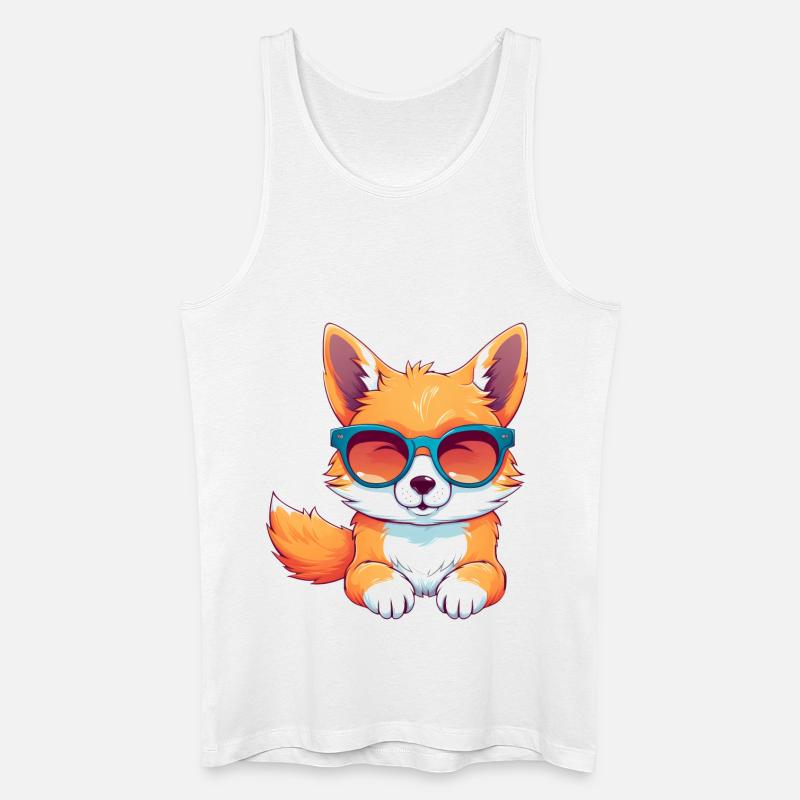 Cooler Nerd Fuchs – Entspanntes Tier-Design - Männer Bio Tank Top - Weiß