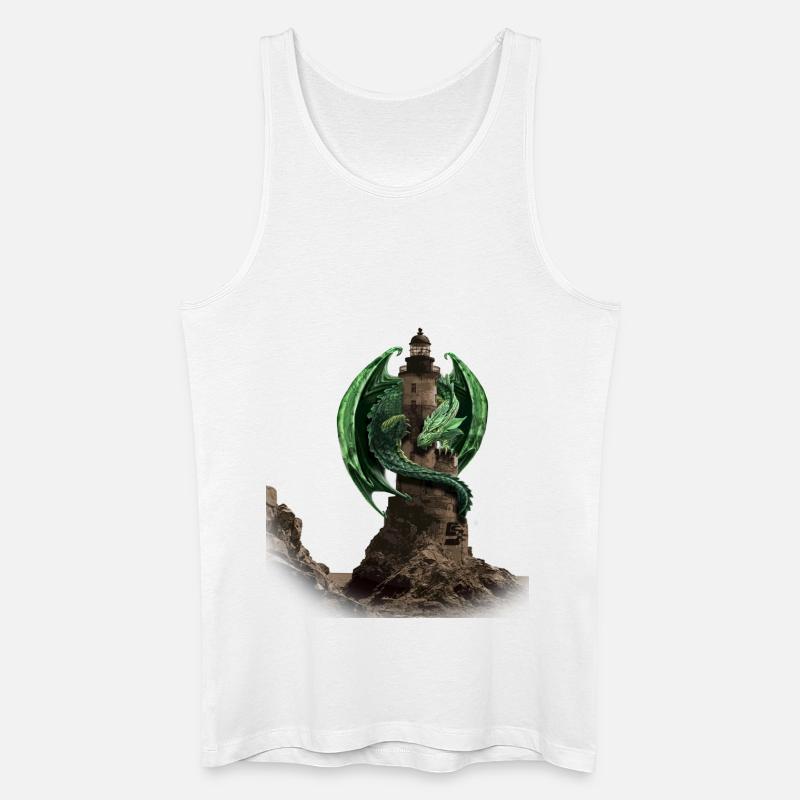 Drachen Leuchtturm von Custom - Männer Bio Tank Top - Weiß