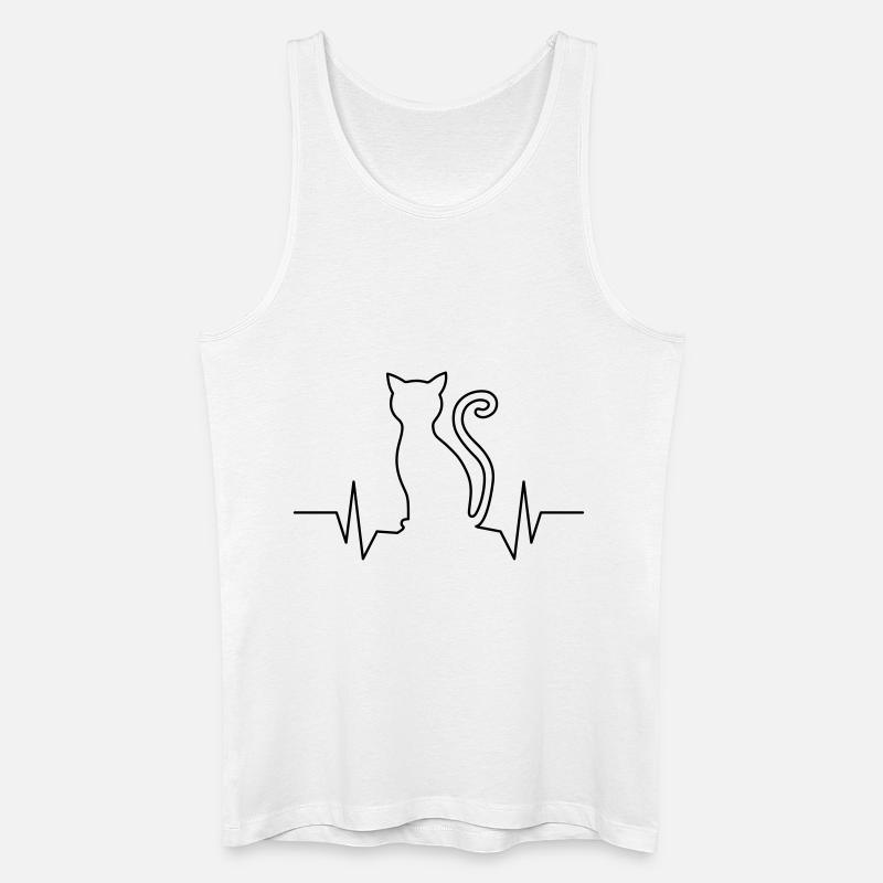 Herzschlag Katze - Männer Bio Tank Top - Weiß