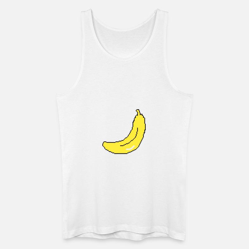 Banane Pixel Art | Unisex - Männer Bio Tank Top - Weiß