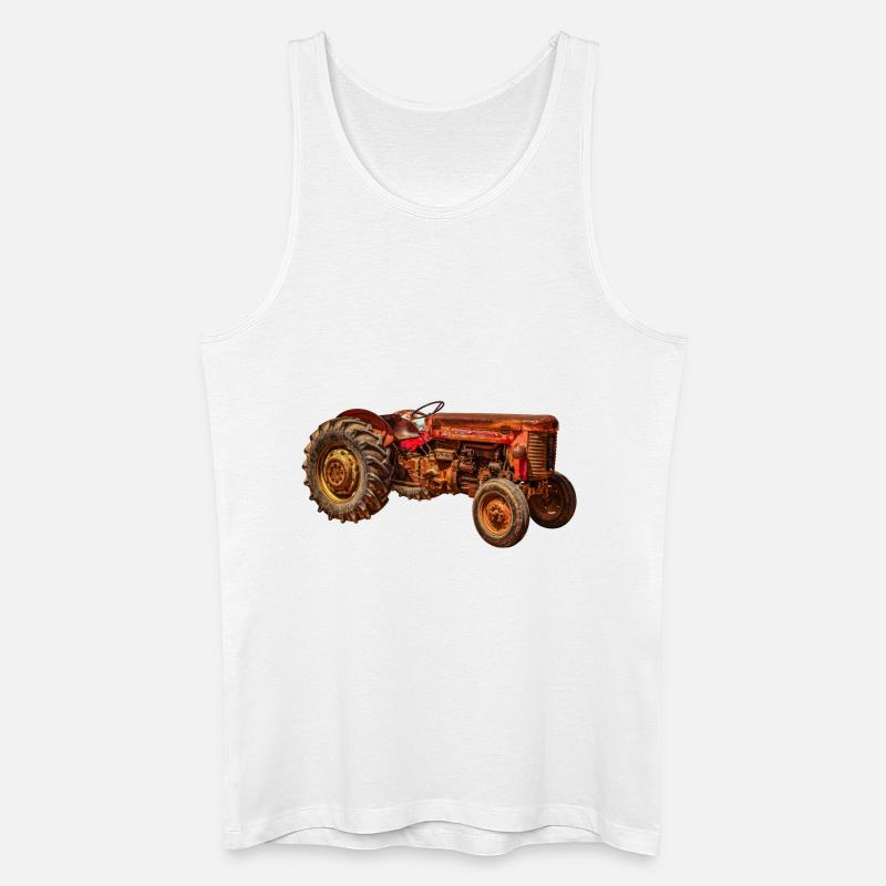 roter Traktor Oldtimer - Männer Bio Tank Top - Weiß