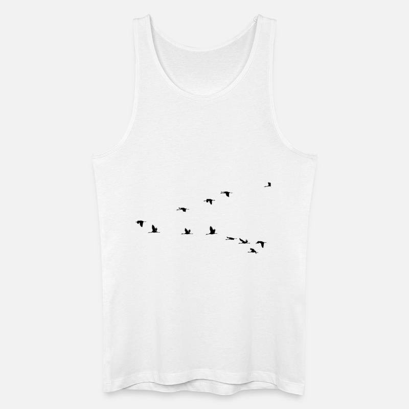 Vogel Kranich Storch Schwarm - Männer Bio Tank Top - Weiß