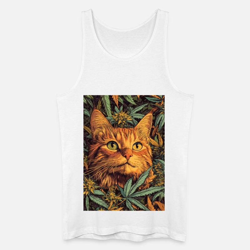 Katzengesicht im Hanfwald - Männer Bio Tank Top - Weiß