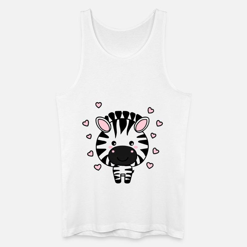 Süßes Zebra mit Herzchen - Männer Bio Tank Top - Weiß