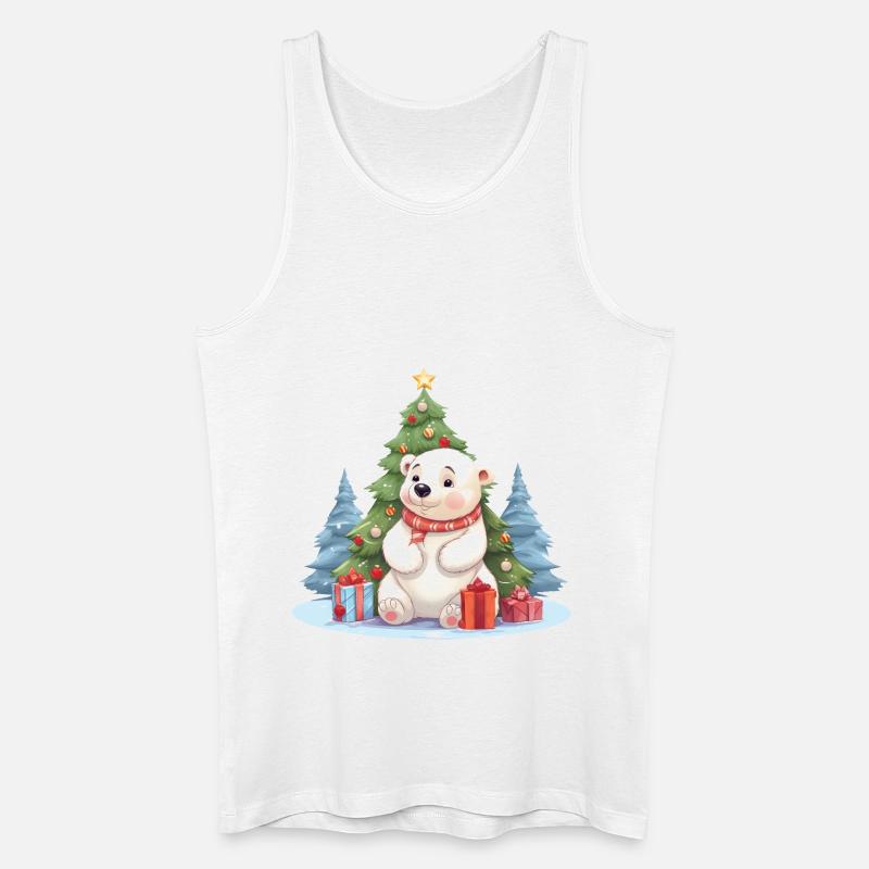 Weihnachten Eisbär mit Weihnachtsbaum - Männer Bio Tank Top - Weiß