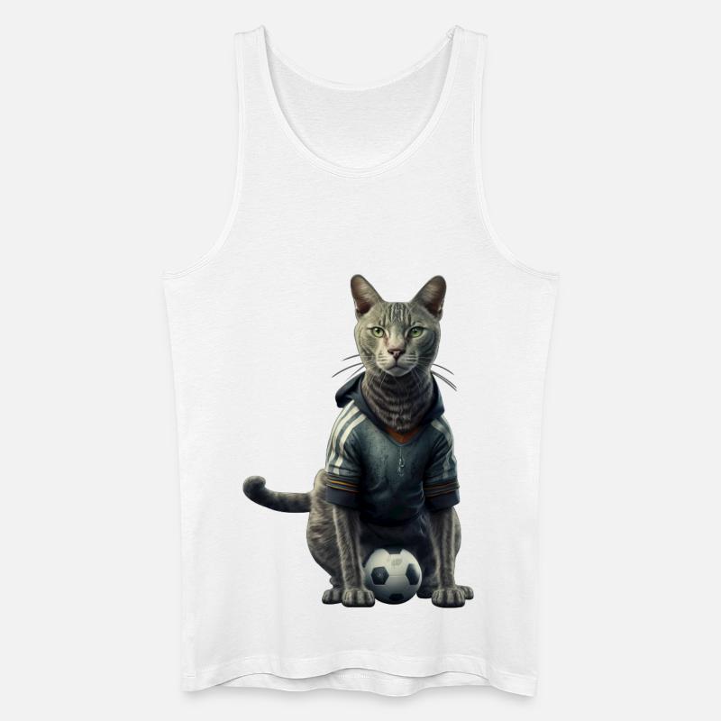 Fussball Katze - Männer Bio Tank Top - Weiß
