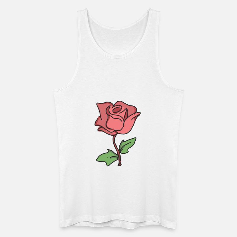 Rose Rote Rose Handgezeichnet - Männer Bio Tank Top - Weiß