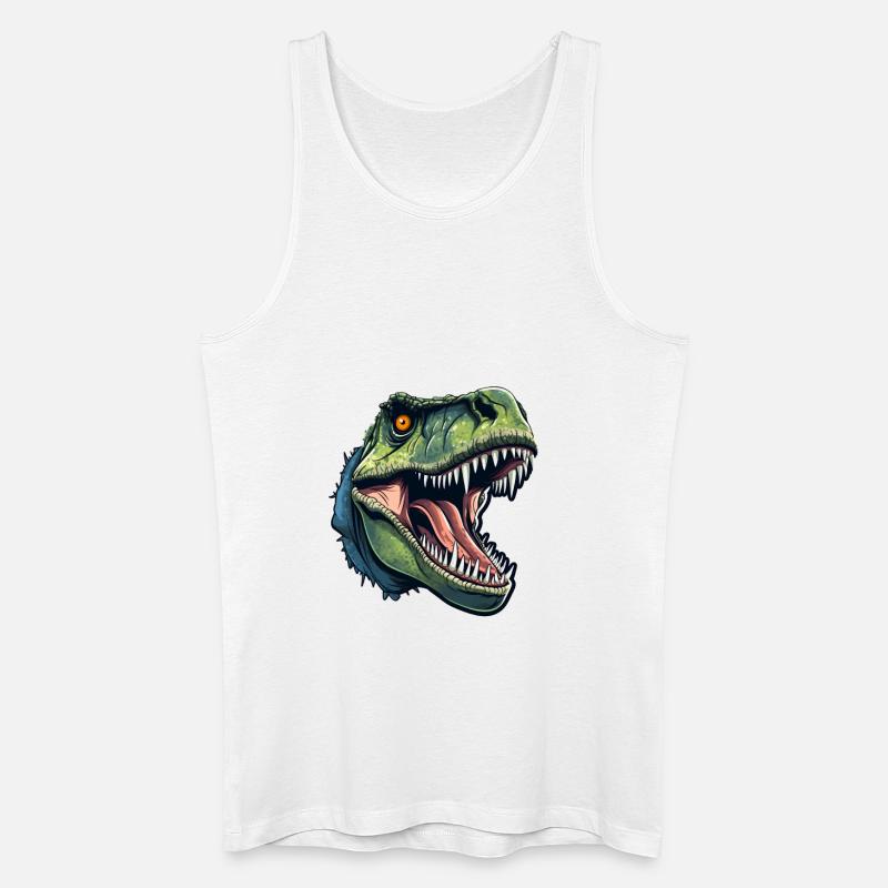 T-Rex Dino Kopf - Männer Bio Tank Top - Weiß