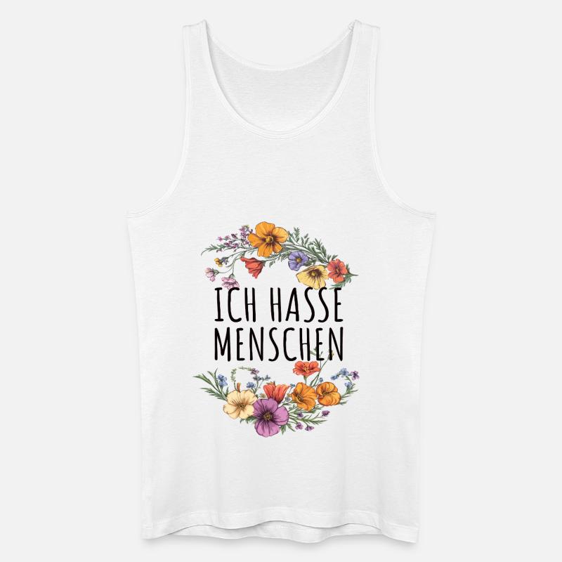 Ich Hasse Menschen Blumen - Männer Bio Tank Top - Weiß