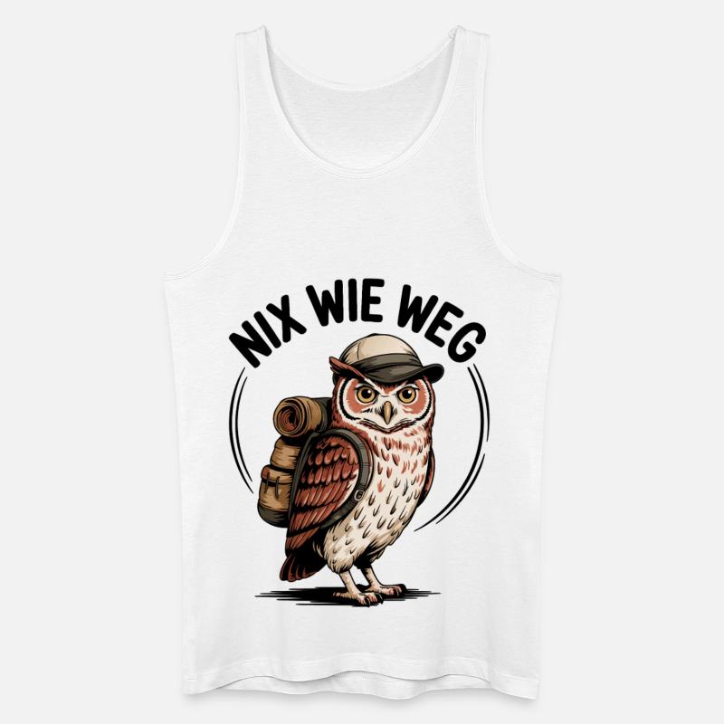Wandernde Eule mit Rucksack - Männer Bio Tank Top - Weiß