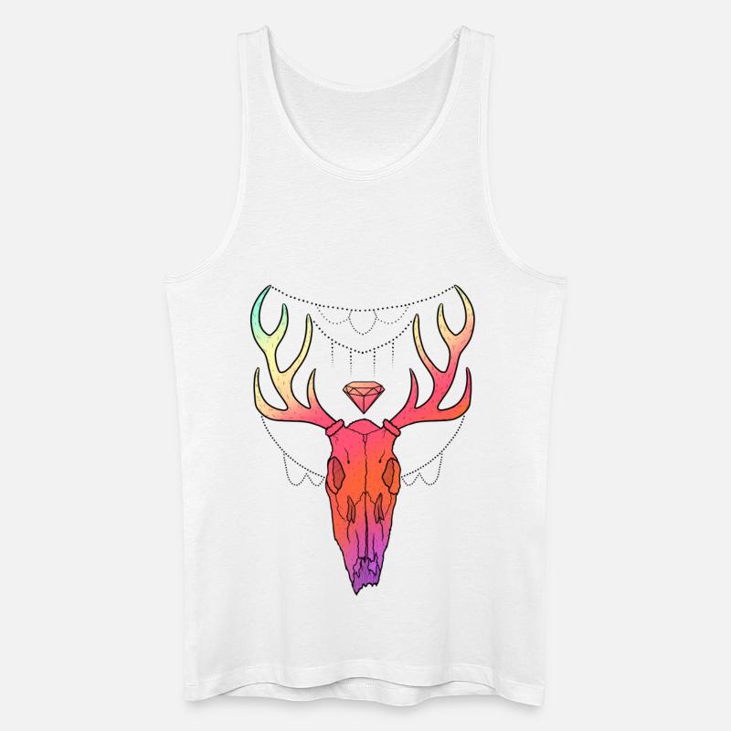 Hirschgeweih Schädel Lineart-Design - Männer Bio Tank Top - Weiß