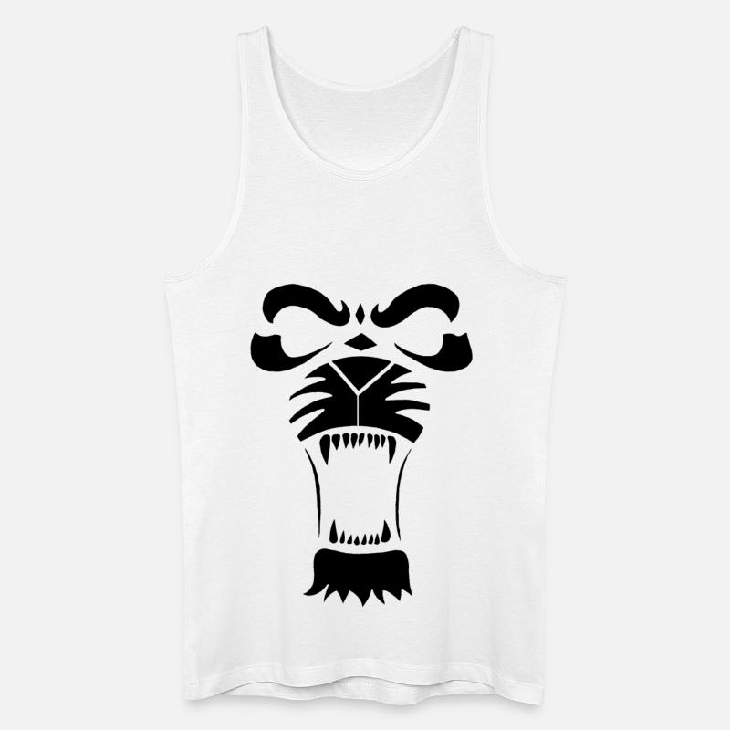 Raublöwe oder Tiger (Schwarz) - Männer Bio Tank Top - Weiß
