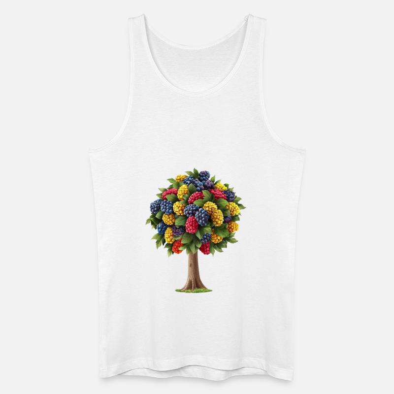 Bunter Baum Mit Fruchtigen Beeren - Männer Bio Tank Top - Weiß