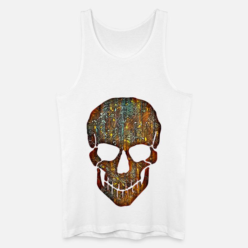 Flower Skull - Männer Bio Tank Top - Weiß