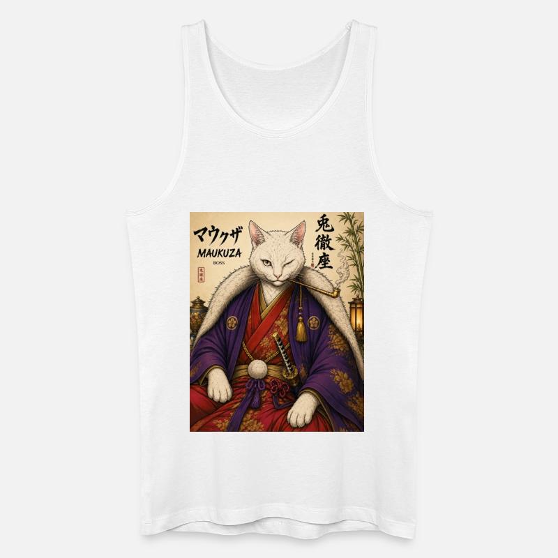 Maukuza Samurai Katze - Männer Bio Tank Top - Weiß