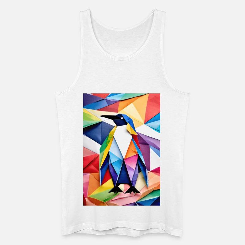 Regenbogen-Origami-Pinguin - Männer Bio Tank Top - Weiß
