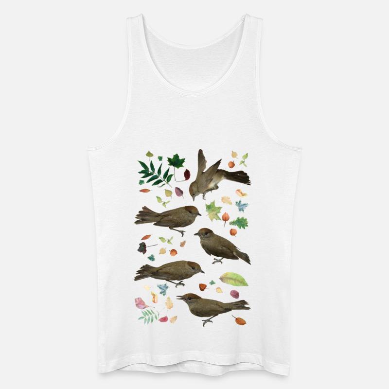 Mönchsgrasmücke mit Herbstlaub - Männer Bio Tank Top - Weiß