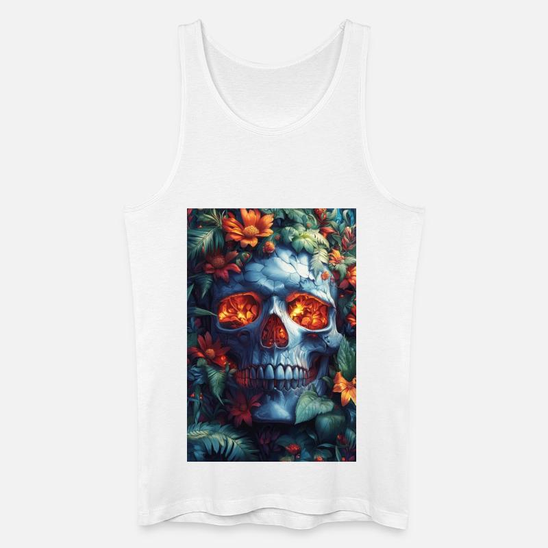 Flammender Schädel im Blütenreich - Männer Bio Tank Top - Weiß