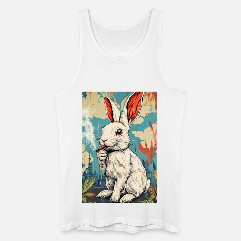GraffitiHase Zigarette - Männer Bio Tank Top - Weiß