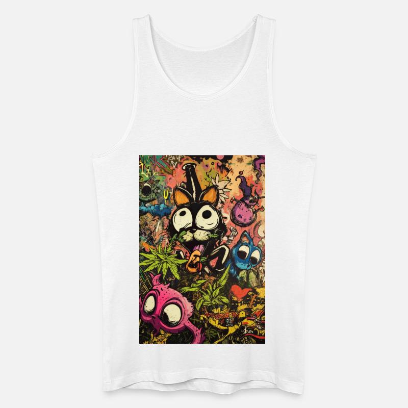 Buntes Comic-Monster Graffiti - Männer Bio Tank Top - Weiß