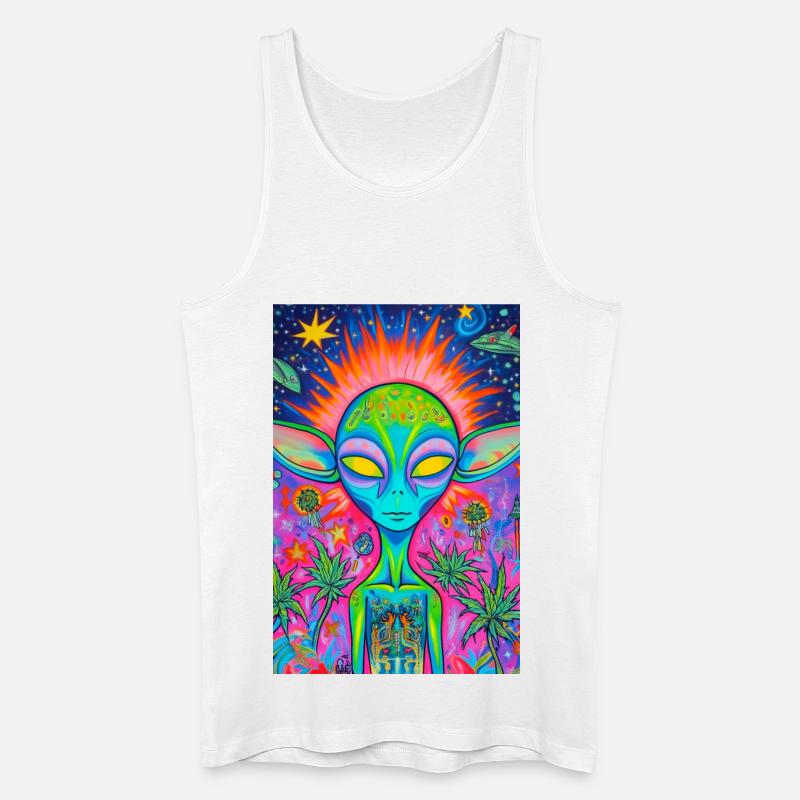 Psychedelischer Alien Neon Garten - Männer Bio Tank Top - Weiß