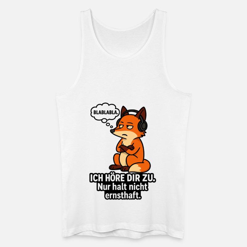Fuchs mit Kopfhörer – Ich höre zu - Männer Bio Tank Top - Weiß