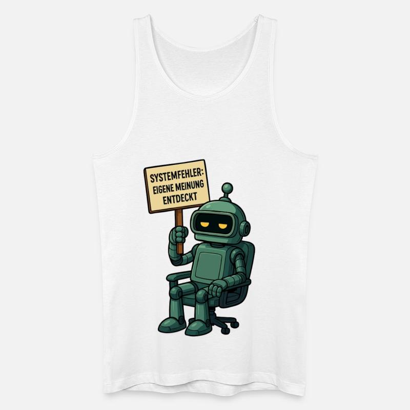 Systemfehler entdeckt – Denk selbst! Roboter - Männer Bio Tank Top - Weiß