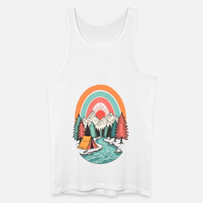 Berglandschaft Camping im Sonnenbogen - Männer Bio Tank Top - Weiß