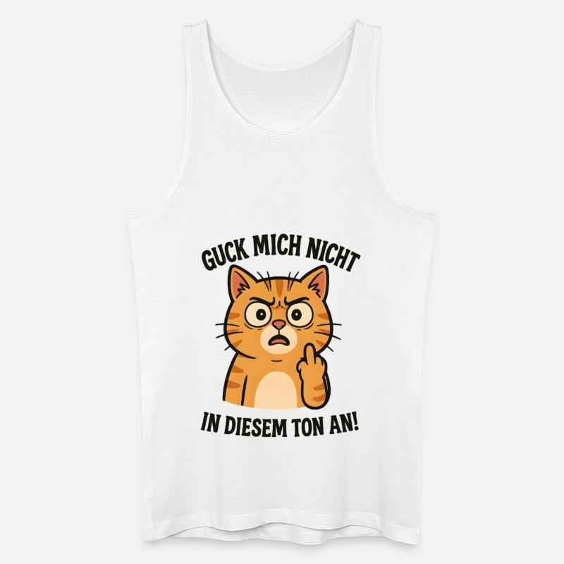 Morgenmuffel Katze mit Mittelfinger - Männer Bio Tank Top - Weiß