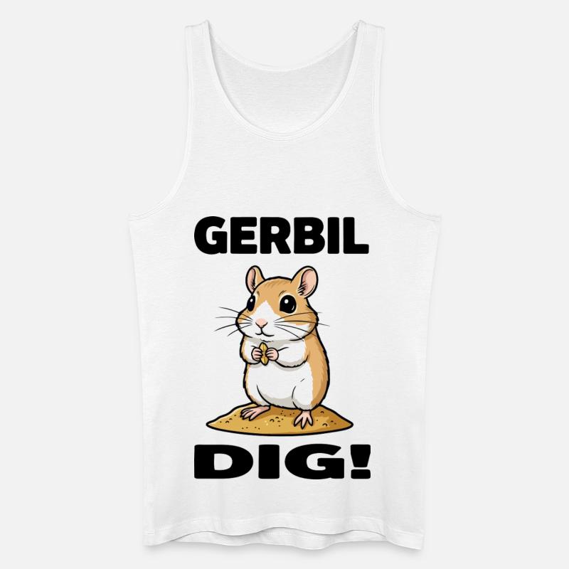Gerbille Dig Gerbil Rongeur Grain Sable - Débardeur bio Homme - blanc