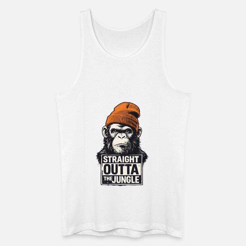 Straight Outta The Jungle Monkey - Männer Bio Tank Top - Weiß