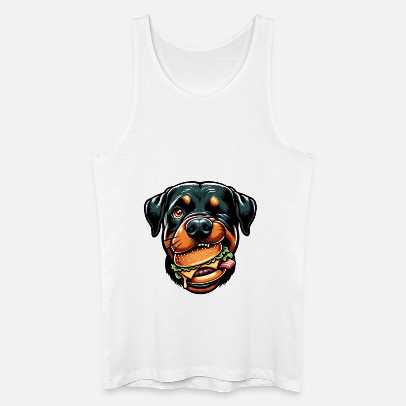 Rottweiler mit Hamburger Cheeseburger - Männer Bio Tank Top - Weiß
