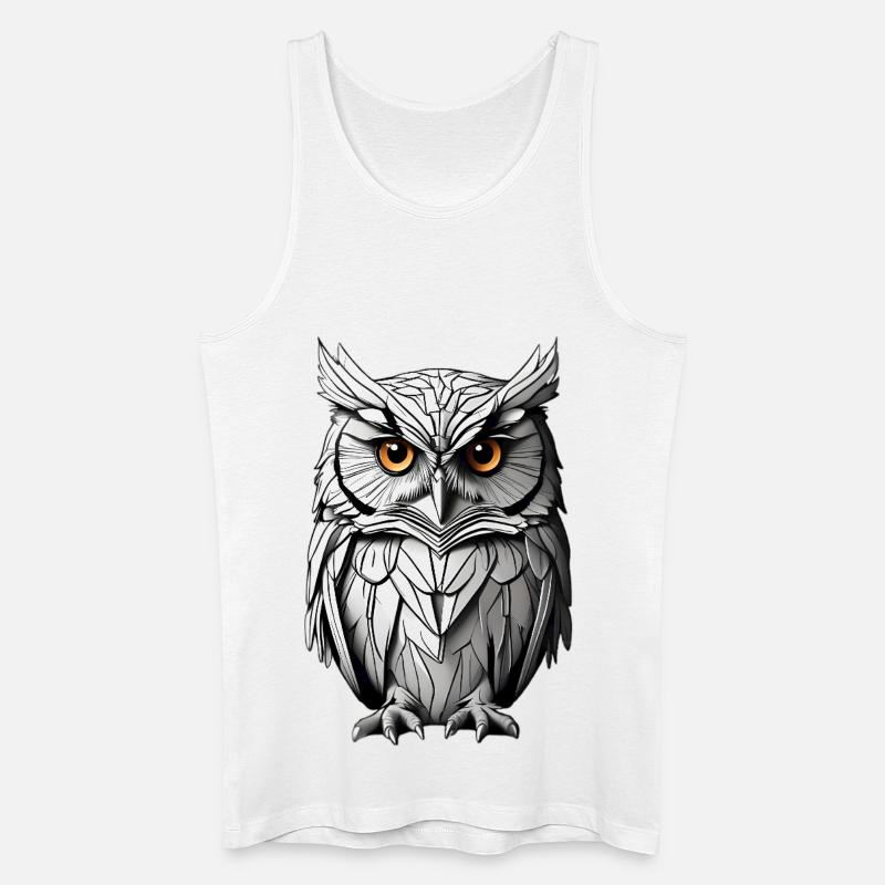 Weise Eule Monochrom Porträt - Männer Bio Tank Top - Weiß