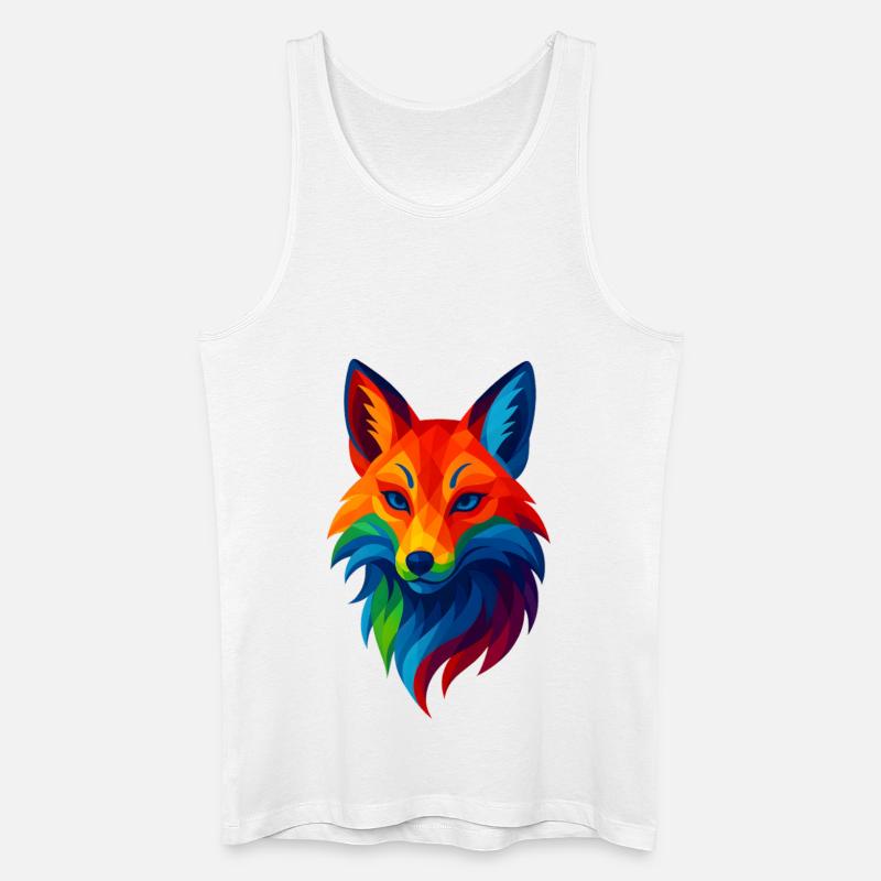WPAP Stil Tiere - Kitsune Fuchsgeist - Männer Bio Tank Top - Weiß