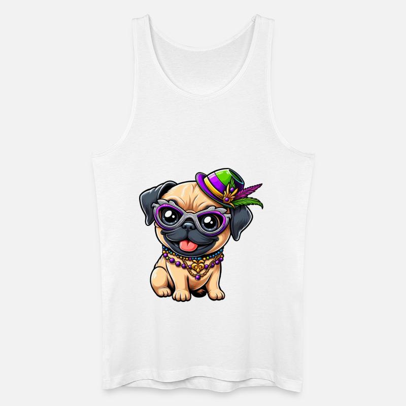 Mardi Gras Mops Comic-Stil - Männer Bio Tank Top - Weiß