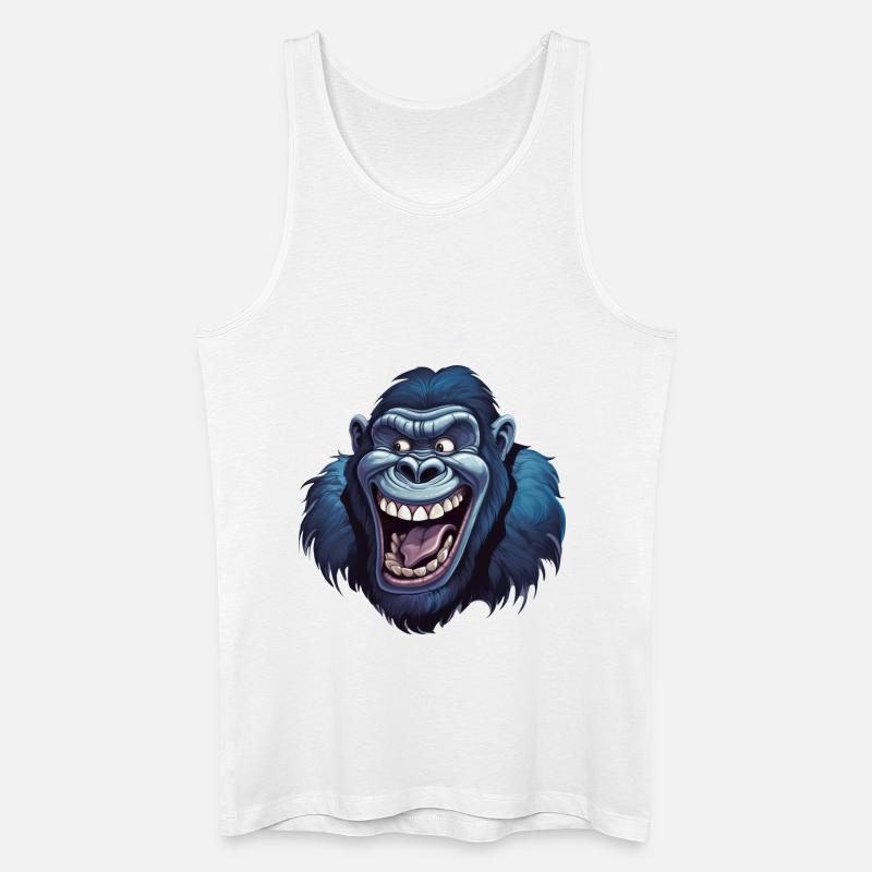 Lustiger Gorilla Grinst - Männer Bio Tank Top - Weiß