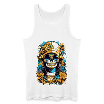 Golden Sugar Skull - Men’s Organic Tank Top - white - Front