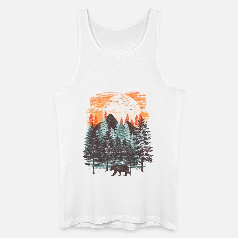 Wald Landschaft (Bär) - Männer Bio Tank Top - Weiß