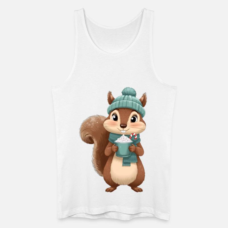 Winterliches Eichhörnchen mit Heißgetränk - Männer Bio Tank Top - Weiß