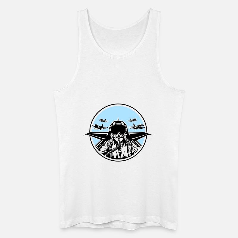Jet Pilot / Kampfpilot 01_weiß Schwarz - Männer Bio Tank Top - Weiß