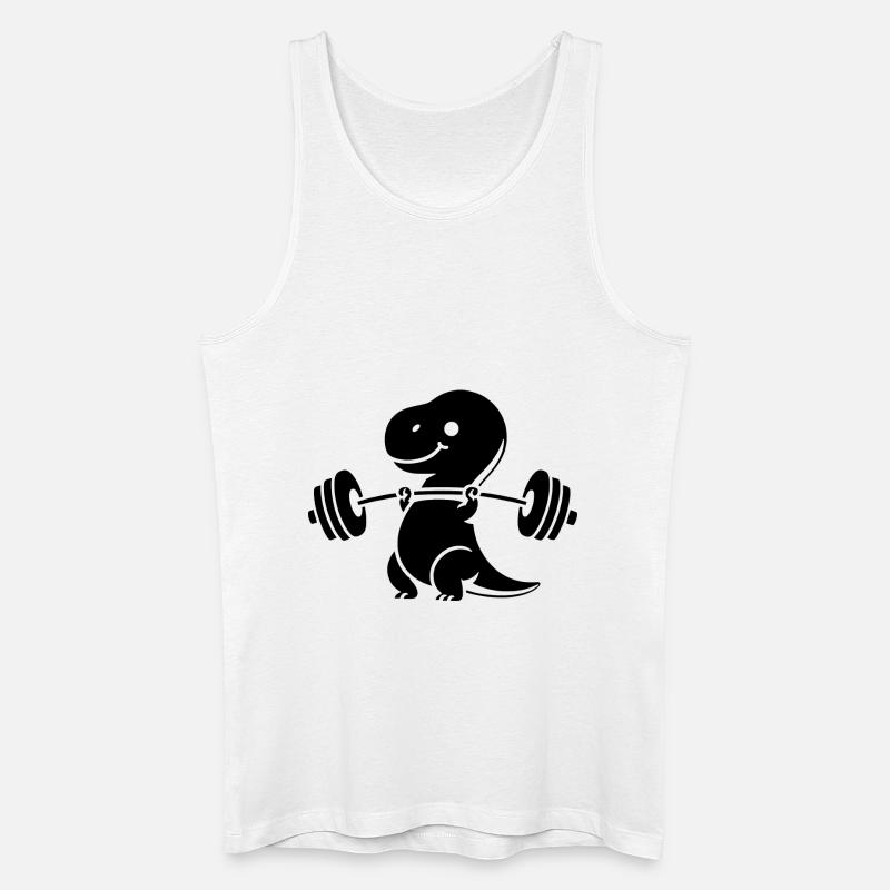 T-Rex mit Hantel Workout - Männer Bio Tank Top - Weiß