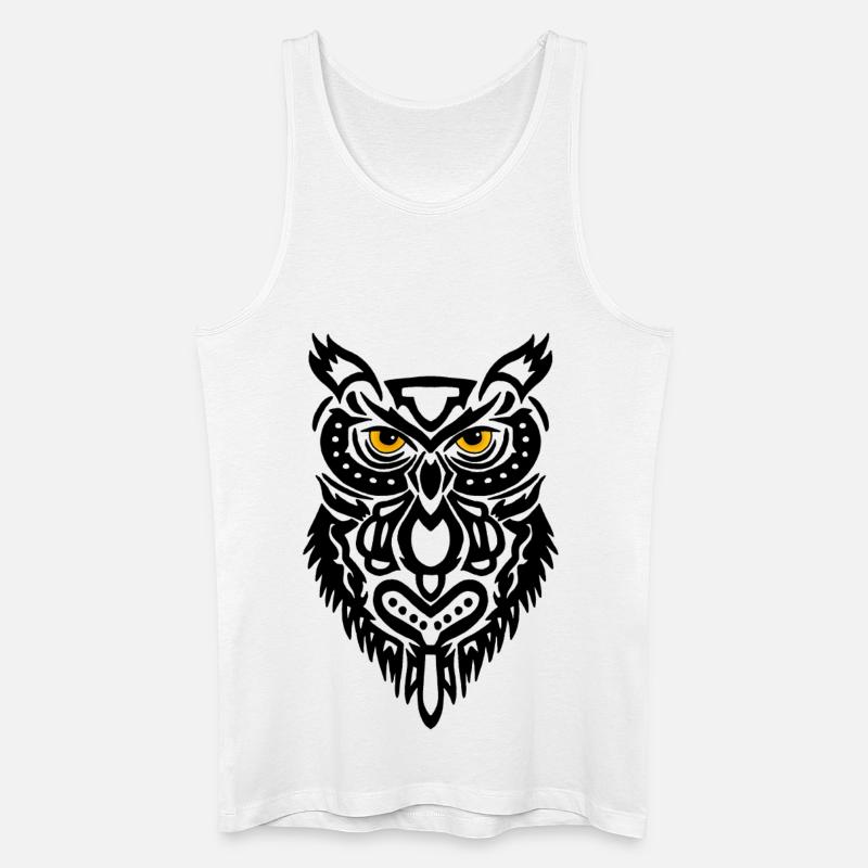 Der Blick der schwarzen Eule - Männer Bio Tank Top - Weiß